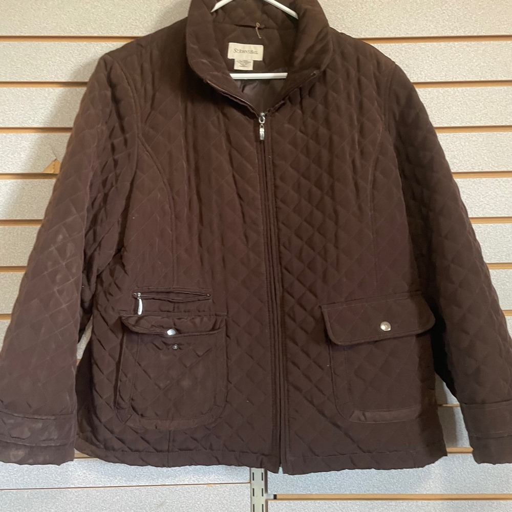 St. John's Bay Women's Quilted Jacket Brown Padded Coat Outerwear XL